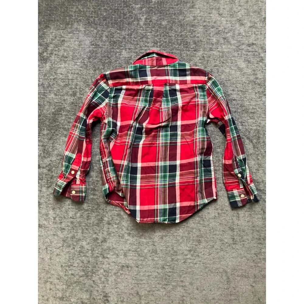 Ralph Lauren Flannel Shirt Boys 5 Multicolor Tartan Plaid Pony Logo Button Down